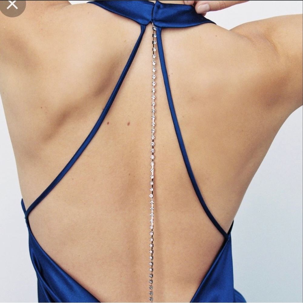 Royal Blue Backless Silk Dress